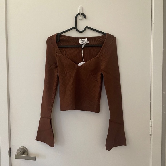 NWT Princess Polly Sherry long sleeve top brown - Picture 1 of 5